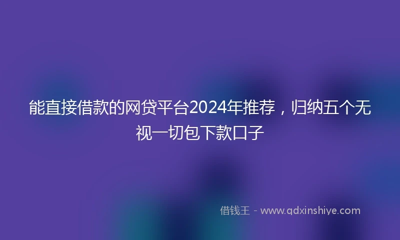 能直接借款的网贷平台2024年推荐，归纳五个无视一切包下款口子