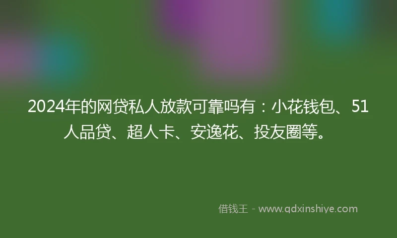 2024年的网贷私人放款可靠吗有：小花钱包、51人品贷、超人卡、安逸花、投友圈等。