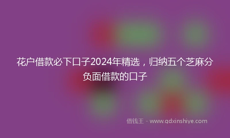 花户借款必下口子2024年精选，归纳五个芝麻分负面借款的口子