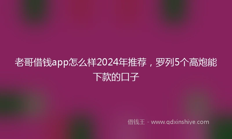 老哥借钱app怎么样2024年推荐，罗列5个高炮能下款的口子