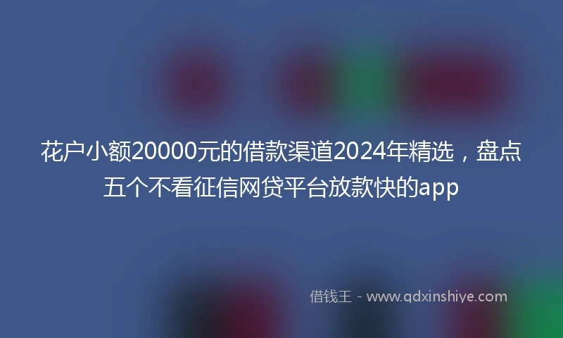 花户小额20000元的借款渠道2024年精选，盘点五个不看征信网贷平台放款快的app