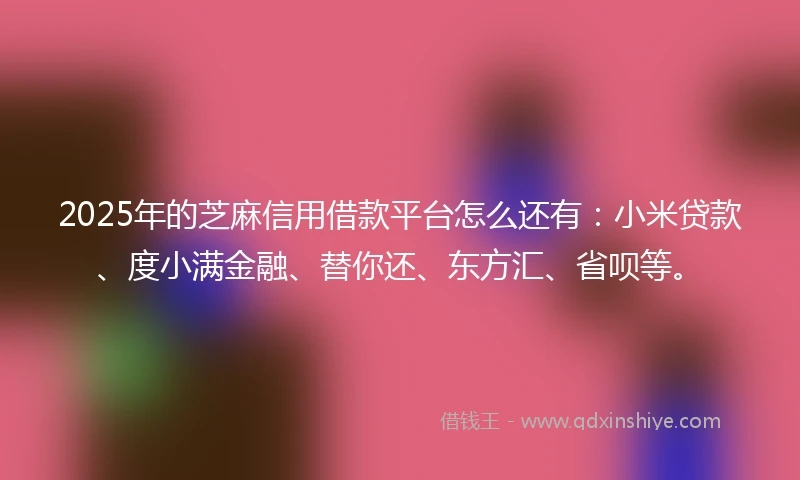 2025年的芝麻信用借款平台怎么还有：小米贷款、度小满金融、替你还、东方汇、省呗等。