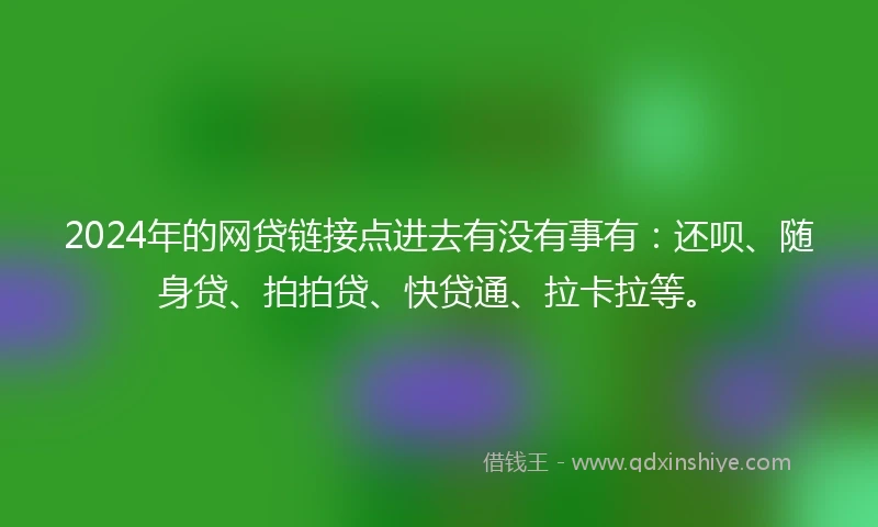 2024年的网贷链接点进去有没有事有:还呗、随身贷、拍拍贷、快贷通、拉卡拉等。