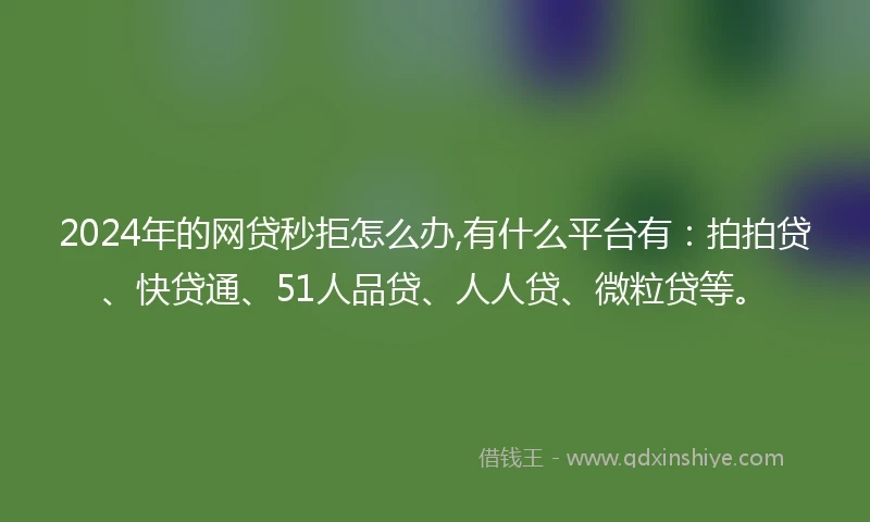 2024年的网贷秒拒怎么办,有什么平台有：拍拍贷、快贷通、51人品贷、人人贷、微粒贷等。