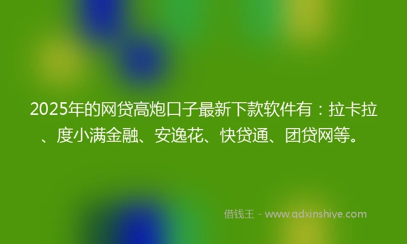 2025年的网贷高炮口子最新下款软件有：拉卡拉、度小满金融、安逸花、快贷通、团贷网等。