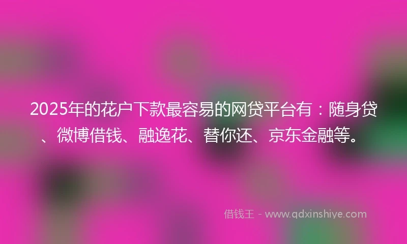 2025年的花户下款最容易的网贷平台有：随身贷、微博借钱、融逸花、替你还、京东金融等。
