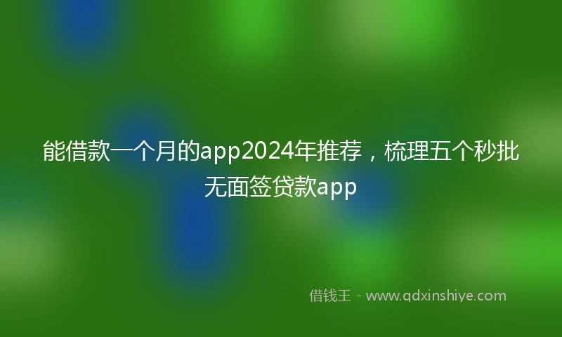 能借款一个月的app2024年推荐，梳理五个秒批无面签贷款app