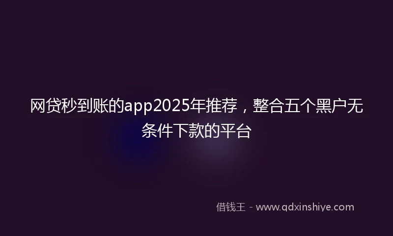 网贷秒到账的app2025年推荐，整合五个黑户无条件下款的平台