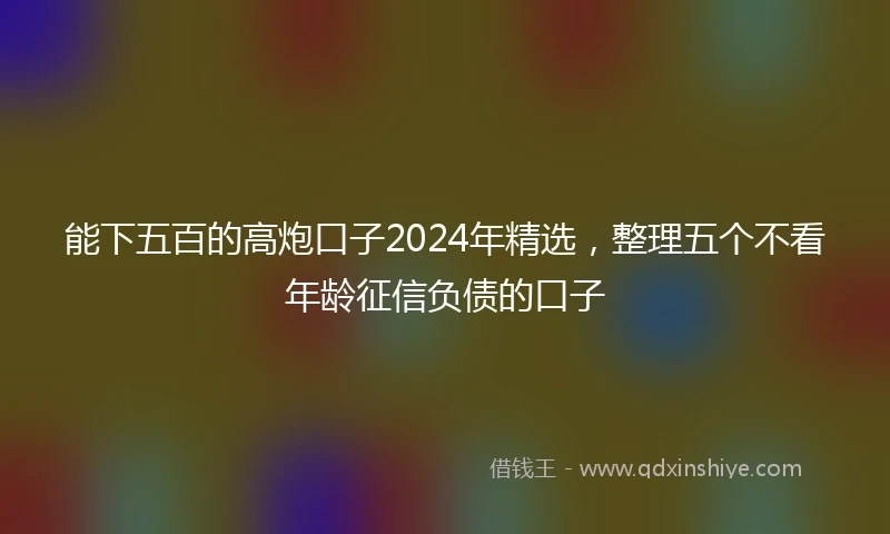 能下五百的高炮口子2024年精选，整理五个不看年龄征信负债的口子