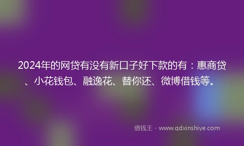 2024年的网贷有没有新口子好下款的有：惠商贷、小花钱包、融逸花、替你还、微博借钱等。