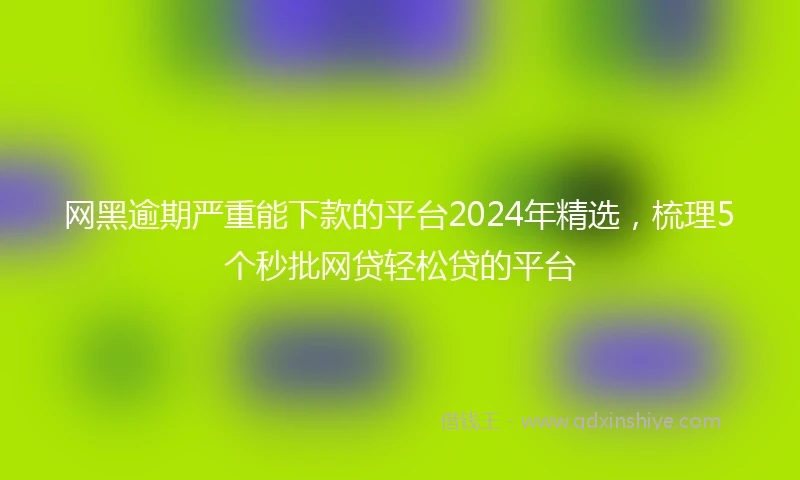 网黑逾期严重能下款的平台2024年精选，梳理5个秒批网贷轻松贷的平台