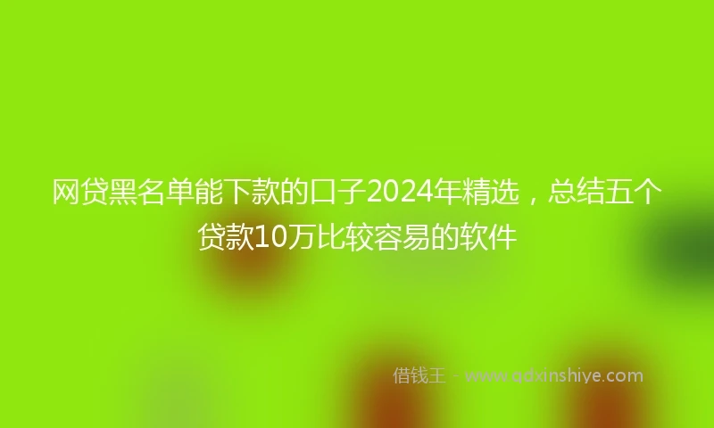 网贷黑名单能下款的口子2024年精选，总结五个贷款10万比较容易的软件