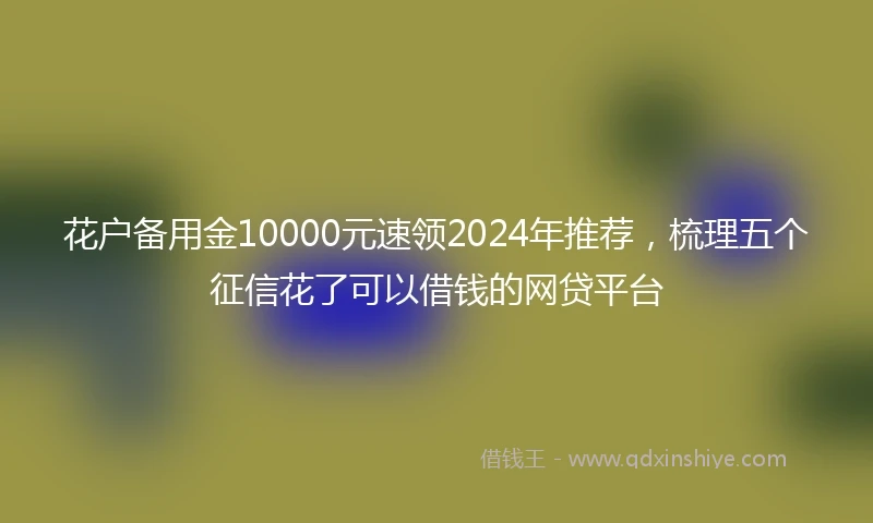 花户备用金10000元速领2024年推荐，梳理五个征信花了可以借钱的网贷平台