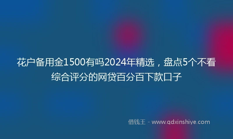 花户备用金1500有吗2024年精选，盘点5个不看综合评分的网贷百分百下款口子