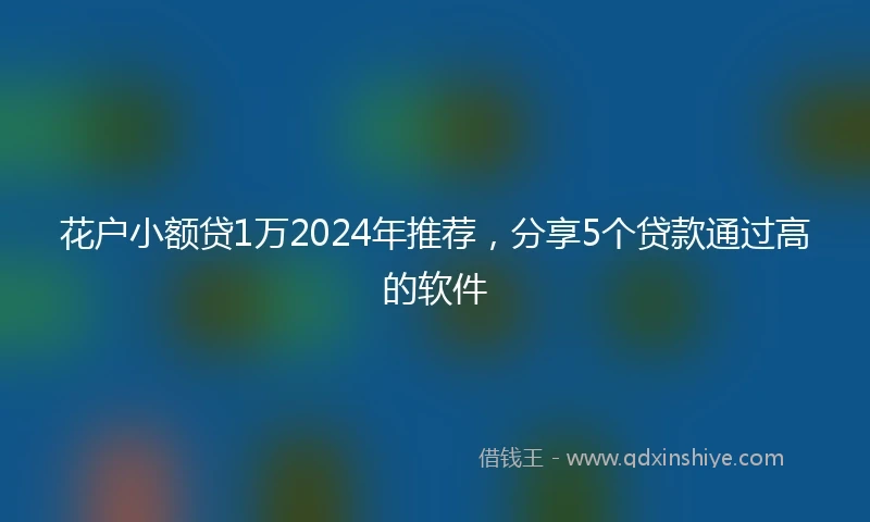 花户小额贷1万2024年推荐，分享5个贷款通过高的软件