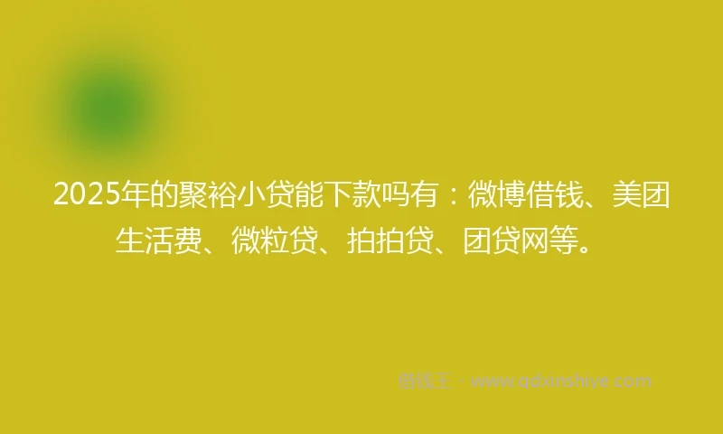 2025年的聚裕小贷能下款吗有：微博借钱、美团生活费、微粒贷、拍拍贷、团贷网等。
