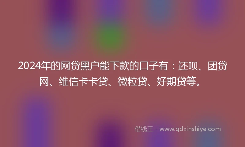 2024年的网贷黑户能下款的口子有：还呗、团贷网、维信卡卡贷、微粒贷、好期贷等。