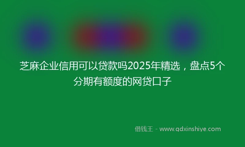 芝麻企业信用可以贷款吗2025年精选，盘点5个分期有额度的网贷口子