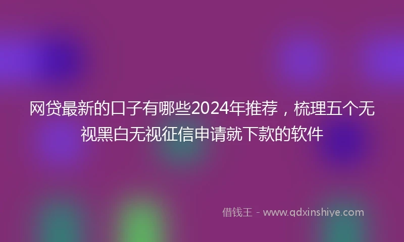 网贷最新的口子有哪些2024年推荐，梳理五个无视黑白无视征信申请就下款的软件