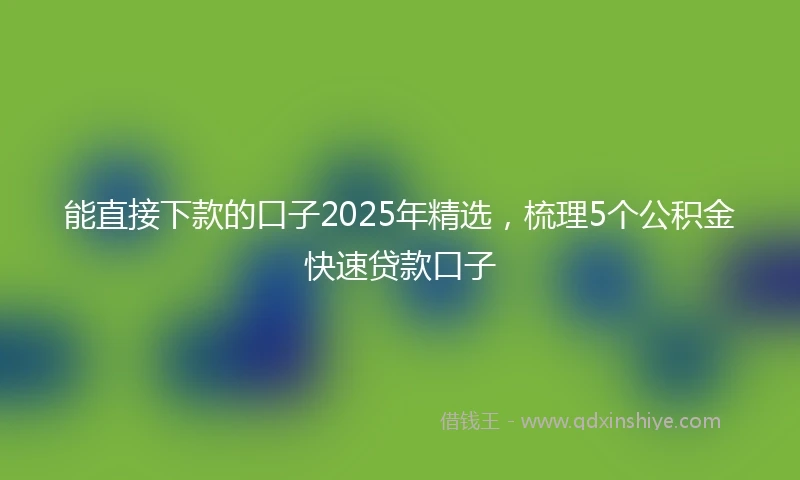 能直接下款的口子2025年精选，梳理5个公积金快速贷款口子