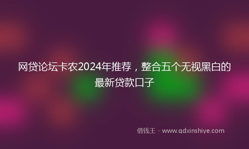 网贷论坛卡农2024年推荐，整合五个无视黑白的最新贷款口子