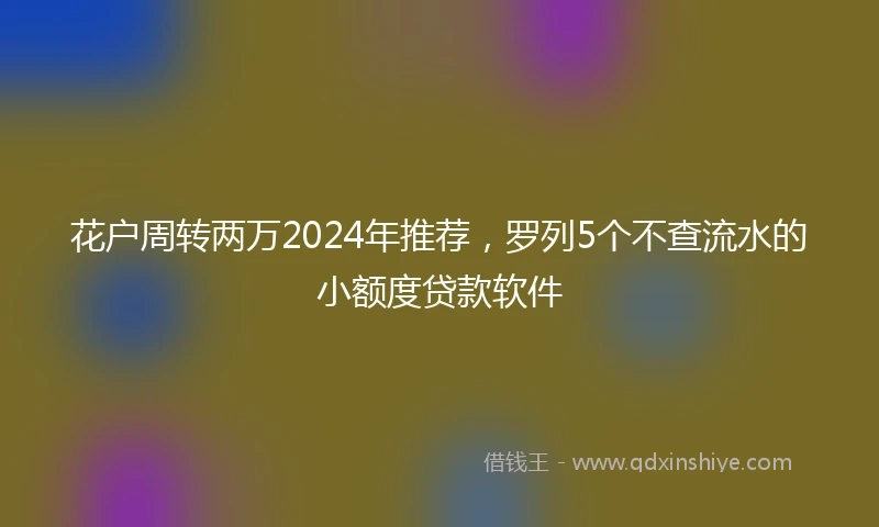 花户周转两万2024年推荐，罗列5个不查流水的小额度贷款软件