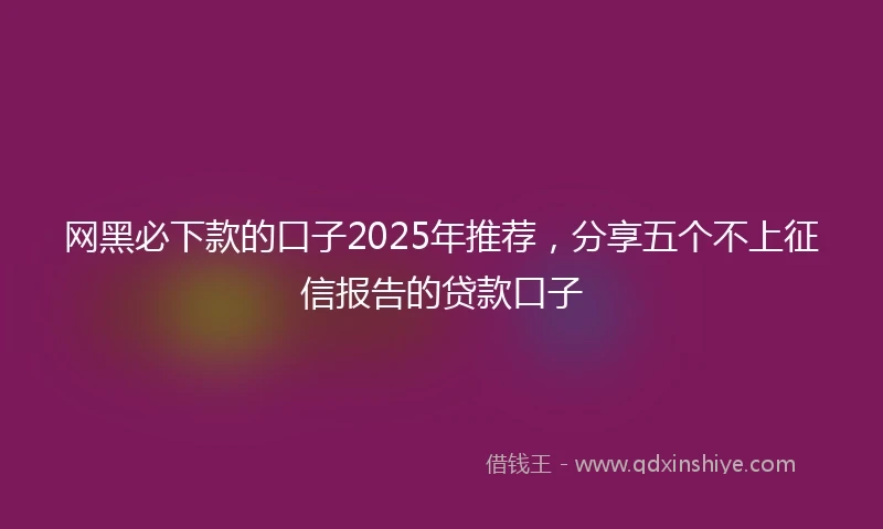 网黑必下款的口子2025年推荐，分享五个不上征信报告的贷款口子