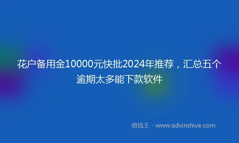 花户备用金10000元快批2024年推荐，汇总五个逾期太多能下款软件