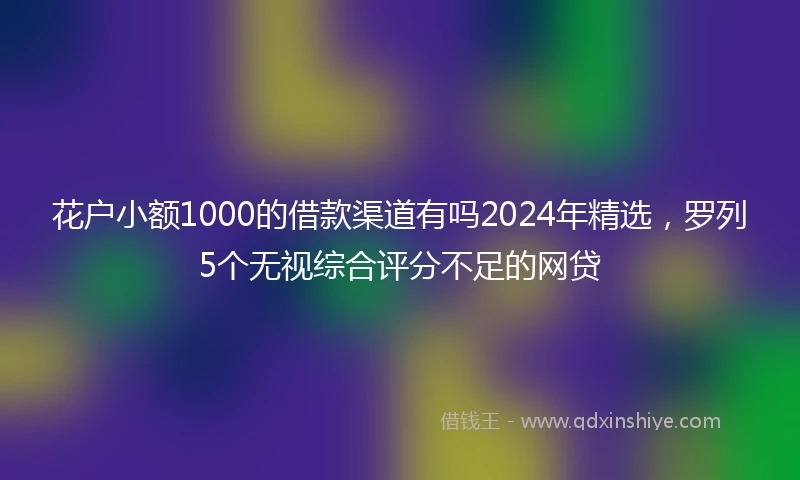 花户小额1000的借款渠道有吗2024年精选，罗列5个无视综合评分不足的网贷