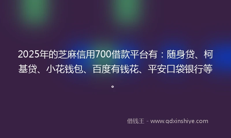 2025年的芝麻信用700借款平台有：随身贷、柯基贷、小花钱包、百度有钱花、平安口袋银行等。