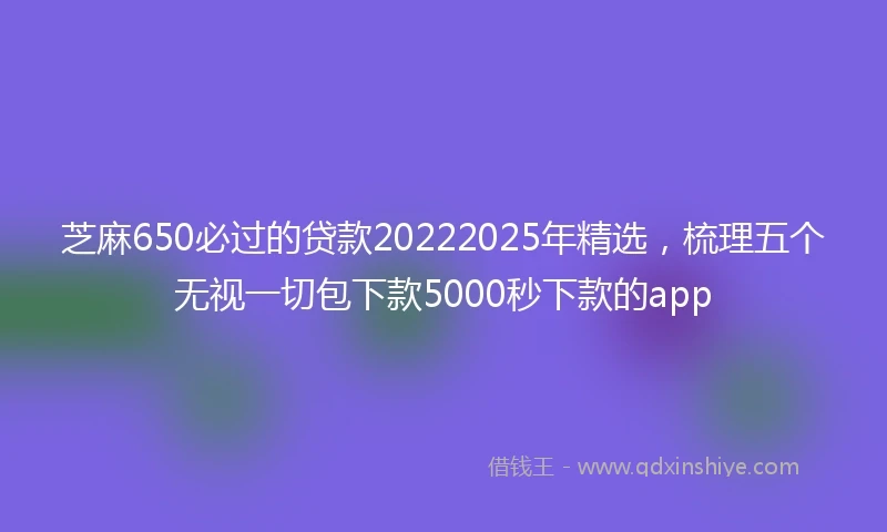 芝麻650必过的贷款20222025年精选，梳理五个无视一切包下款5000秒下款的app