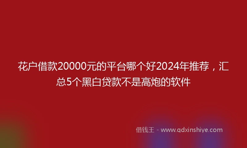花户借款20000元的平台哪个好2024年推荐，汇总5个黑白贷款不是高炮的软件