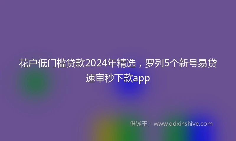 花户低门槛贷款2024年精选，罗列5个新号易贷速审秒下款app