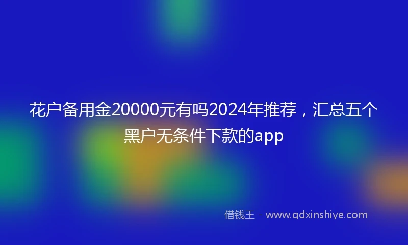 花户备用金20000元有吗2024年推荐，汇总五个黑户无条件下款的app
