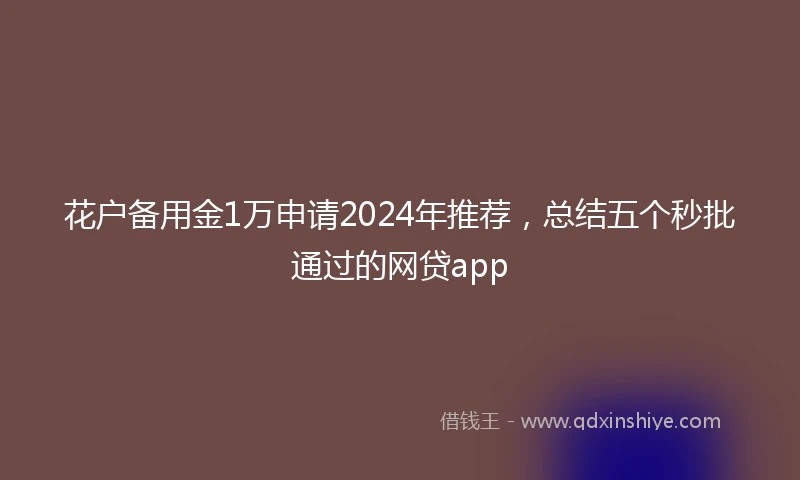 花户备用金1万申请2024年推荐,总结五个秒批通过的网贷app
