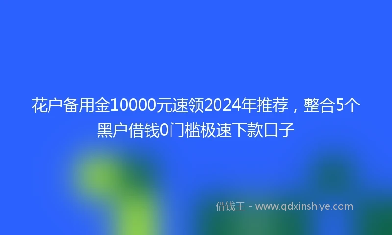 花户备用金10000元速领2024年推荐，整合5个黑户借钱0门槛极速下款口子
