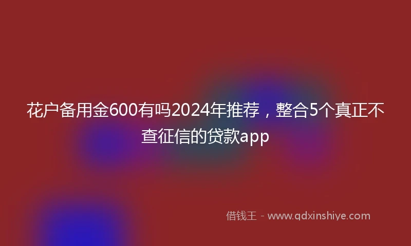 花户备用金600有吗2024年推荐，整合5个真正不查征信的贷款app