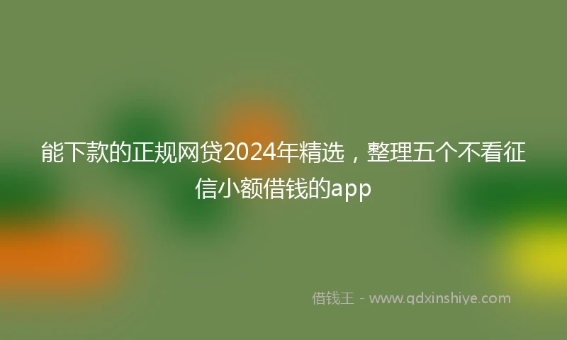 能下款的正规网贷2024年精选，整理五个不看征信小额借钱的app