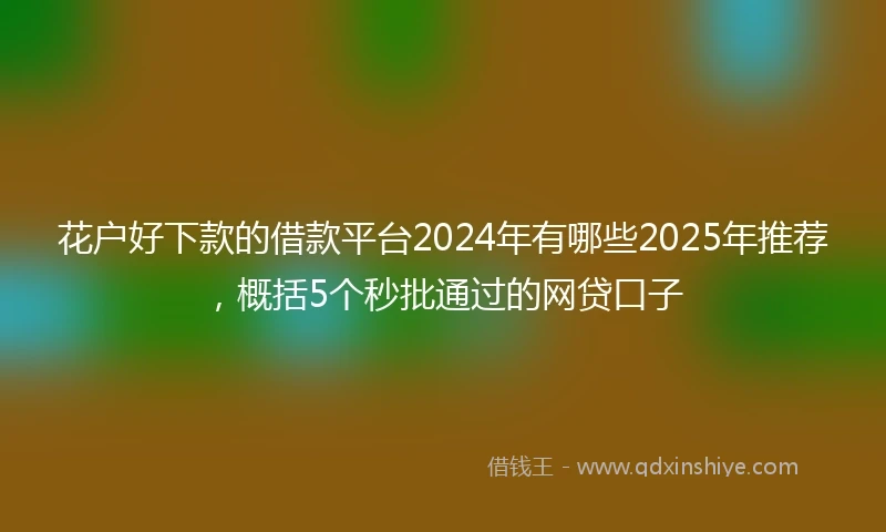 花户好下款的借款平台2024年有哪些2025年推荐，概括5个秒批通过的网贷口子