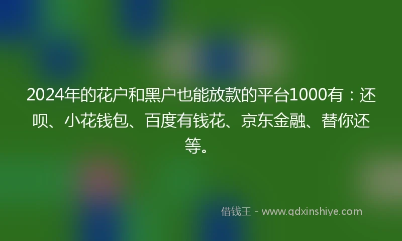 2024年的花户和黑户也能放款的平台1000有：还呗、小花钱包、百度有钱花、京东金融、替你还等。