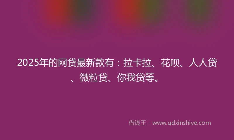 2025年的网贷最新款有：拉卡拉、花呗、人人贷、微粒贷、你我贷等。