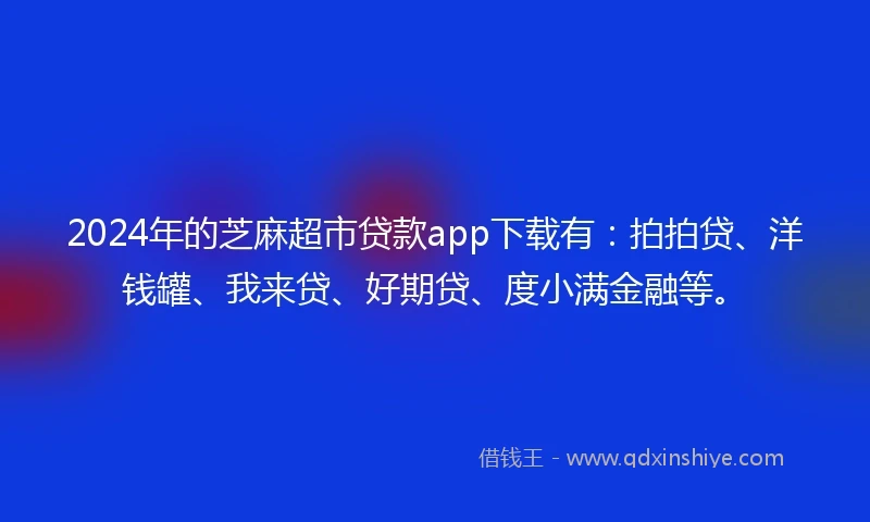 2024年的芝麻超市贷款app下载有：拍拍贷、洋钱罐、我来贷、好期贷、度小满金融等。
