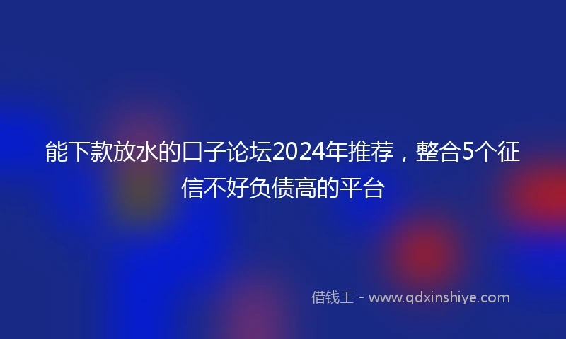 能下款放水的口子论坛2024年推荐，整合5个征信不好负债高的平台