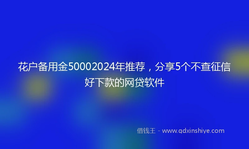 花户备用金50002024年推荐，分享5个不查征信好下款的网贷软件