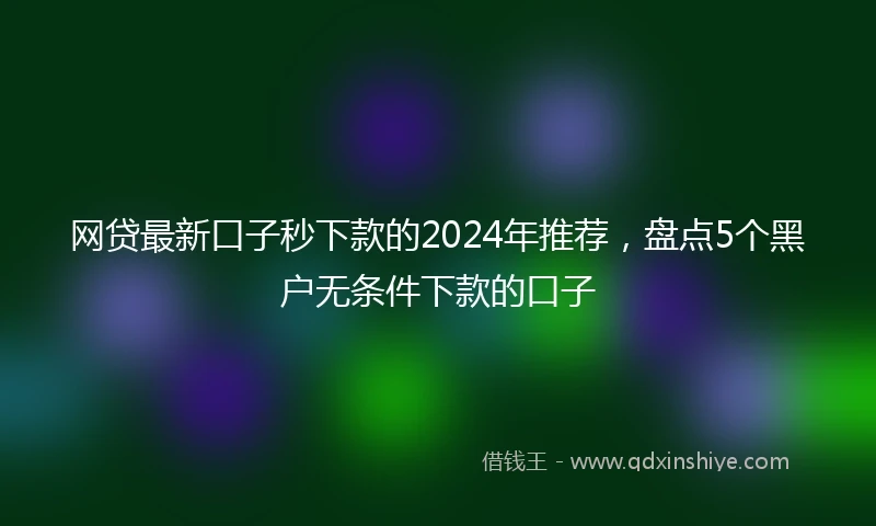 网贷最新口子秒下款的2024年推荐，盘点5个黑户无条件下款的口子