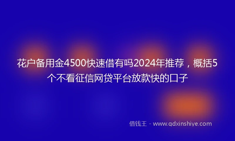 花户备用金4500快速借有吗2024年推荐，概括5个不看征信网贷平台放款快的口子