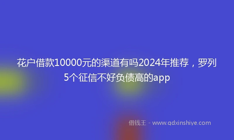 花户借款10000元的渠道有吗2024年推荐，罗列5个征信不好负债高的app