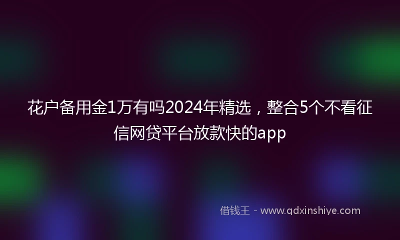 花户备用金1万有吗2024年精选，整合5个不看征信网贷平台放款快的app