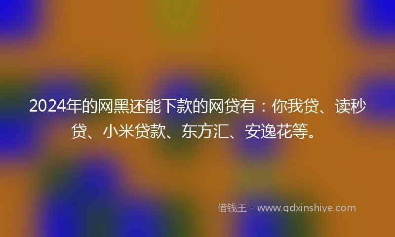 2024年的网黑还能下款的网贷有:你我贷、读秒贷、小米贷款、东方汇、安逸花等。