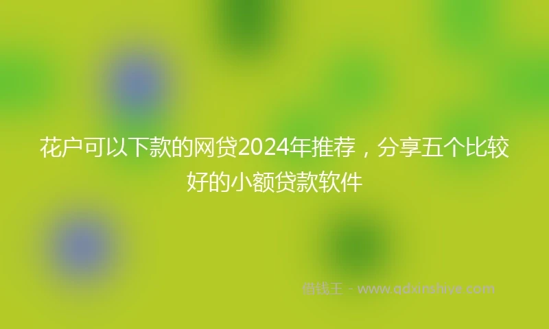 花户可以下款的网贷2024年推荐，分享五个比较好的小额贷款软件